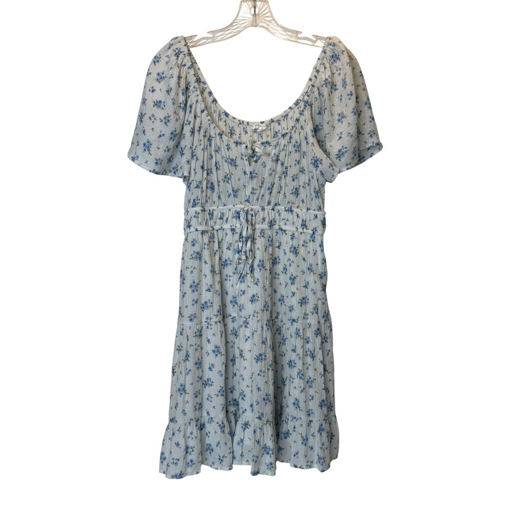 Blu Pepper Women's Floral Flutter Sleeve Mini Dress Boho Babydoll Juniors L